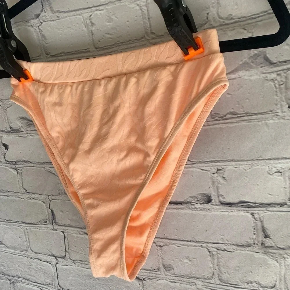 5/$20 Women’s Cabana Del Sol Light Neon Orange High Waisted Bikini Bottom Medium
